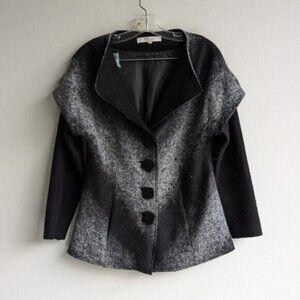NESS black & gray ombre acrylic wool-like trapeze style coat